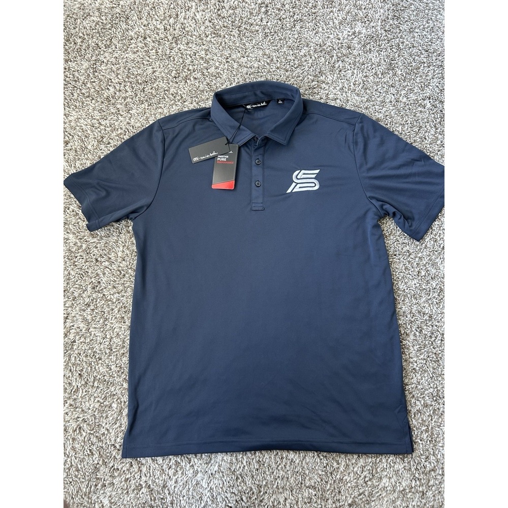 Travis Mathew Coto Performance Polo Shirt Men's Large Golf Stretch Blue NWT